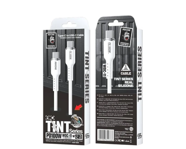 WEKOME WDC-11 Kabl 3.1 USB tip C MM 1.2m, za Super brzo punjenje 100W480Mbps, Silicon Soft, beli 