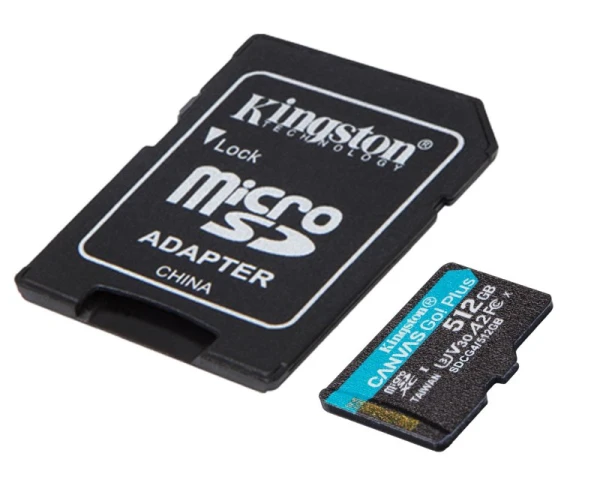 KINGSTON Memorijska kartica U3 V30 microSDXC 512GB Canvas Go Plus 200MBs A2 + adapter SDCG4512GB 