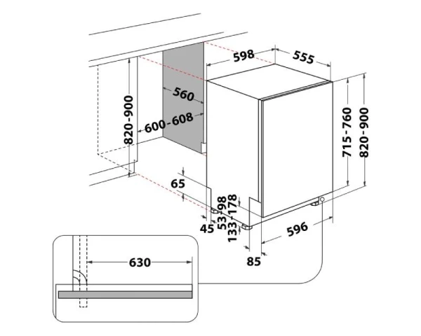 WHIRLPOOL W7I HP40 L ugradna mašina za pranje  sudova -60cm 