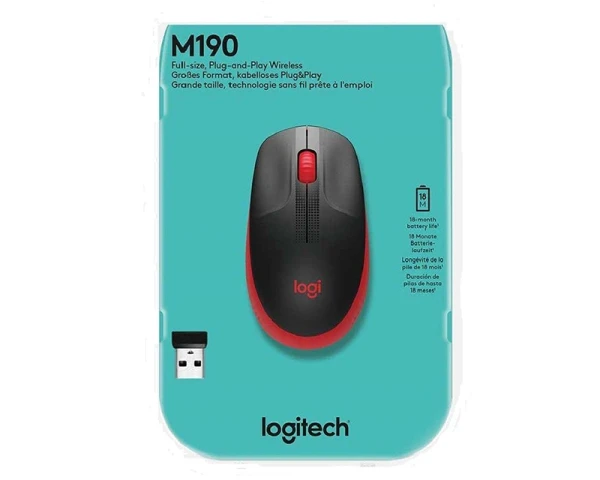 LOGITECH M190 Full-Size Wireless crveni miš 