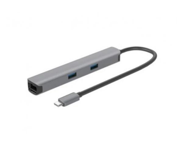 E-GREEN Adapter USB 3.1 tip C (M) - HDMI + 2 x USB 3.0 + SDTF+PD 100W + RJ45 (F)1000 Mbps (7 u 1) 