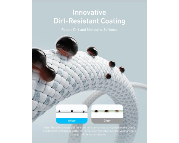 ANKER Zolo USB tip-C kabl MM 1m, za Apple, super brzo punjenje 240W480Mbps, pleteni, beli 