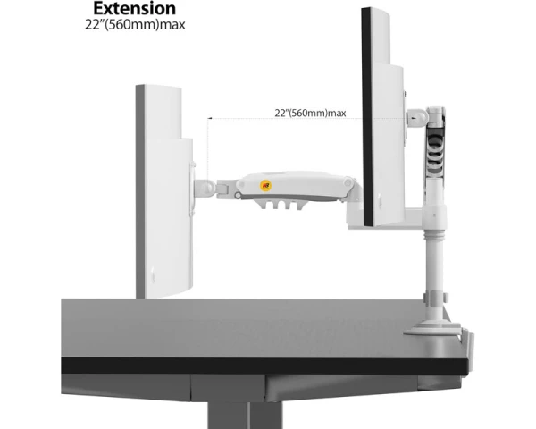 NORTH BAYOU H180 stoni nosač za dva monitora beli 17-27 inča 