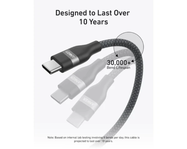 ANKER USB tip-C kabl MM 1.8m, za Super brzo punjenje 240W480Mbps, pleteni, crni 