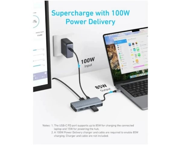 ANKER USB-C Data Hub 8u1 sivi 