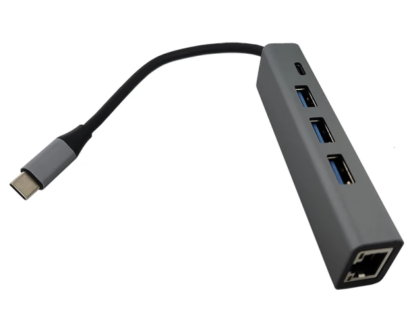 FAST ASIA Adapter-konvertor TIP C na 3xUSB 3.0+TIP C+RJ45 