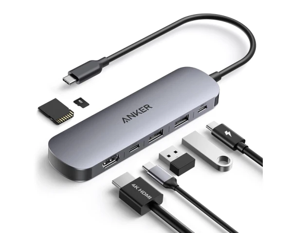 ANKER Nano USB-C Hub 7u1, sivi 