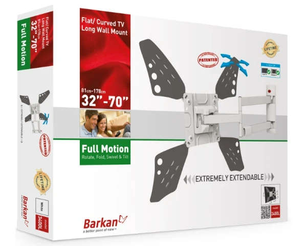 BARKAN 3400LW.W LCD TV zglobni zidni nosač do 70 inča beli za ravne i zakrivljene televizore 