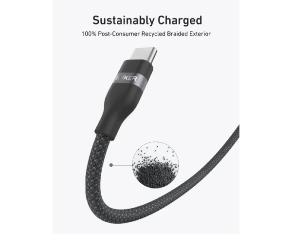 ANKER USB tip-C kabl MM 0.9m, za Super brzo punjenje 240W480Mbps, pleteni, crni 