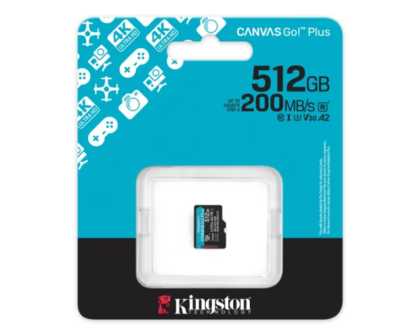 KINGSTON Memorijska kartica U3 V30 microSDXC 512GB Canvas Go Plus 200MBs A2 SDCG4512GBSP 