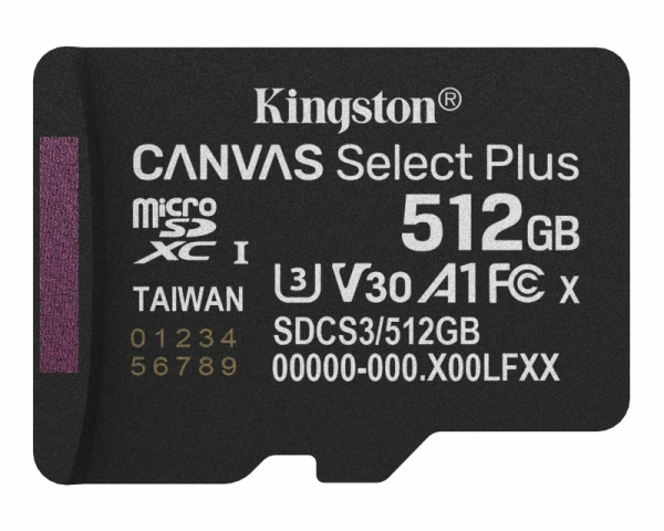 KINGSTON Memorijska kartica U3 V30 SDXC 512GB Canvas Select Plus G3 150R SDCS3512GBSP 