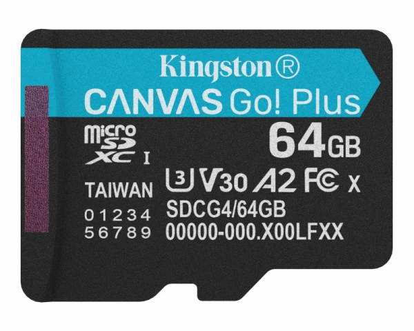 KINGSTON Memorijska kartica U3 V30 microSDXC 64GB Canvas Go Plus 200MBs A2 SDCG464GBSP 