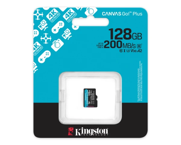 KINGSTON Memorijska kartica U3 V30 microSDXC 128GB Canvas Go Plus 200MBs A2 SDCG4128GBSP 