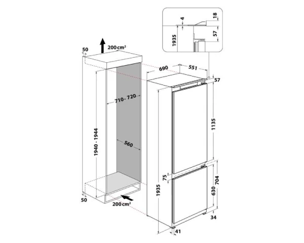 WHIRLPOOL WH SP70 T121 ugradni frižider 